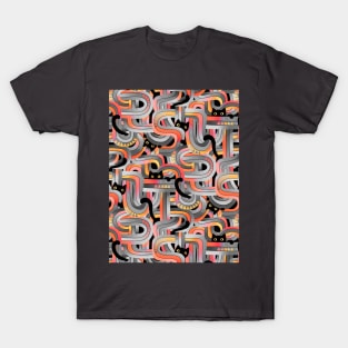 Geo Cats Maze in Sunset Colors plus Grey T-Shirt